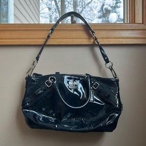 Coach Navy Blue Patent Leather Shoulder Bag